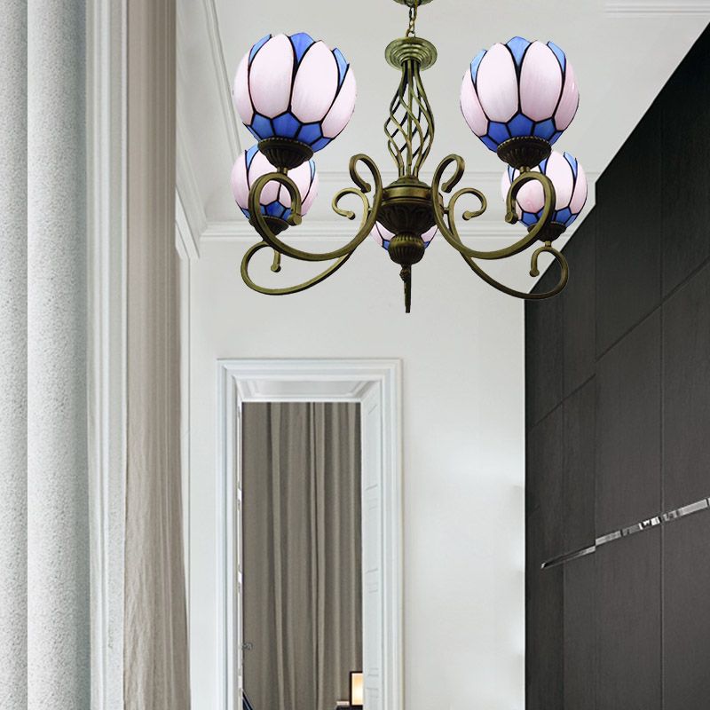 Lampada per lampadario a scorrimento della lampada del braccio vetro a mano mediterraneo 5 luci rosso/giallo/blu luce a sospensione a sospensione