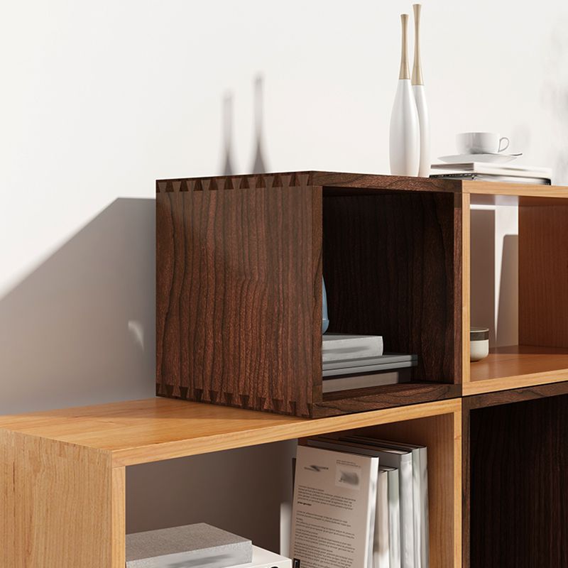 Open Back Contemporary Bookshelf Solid Wood Cube Bookcase for Office