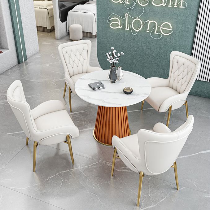 Glam 1/5 Pieces Dining Set Circular Stone Dining Table for Dining Room