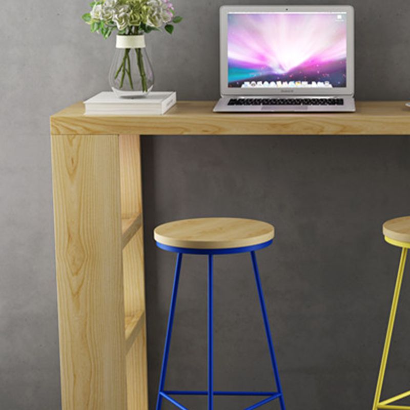 Industrial Rectangle Bistro Bar Desk Pine Solid Wood Bar Dining Table