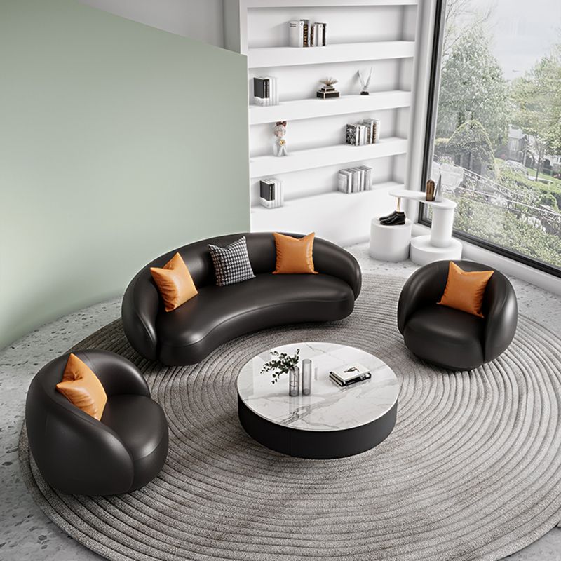 Contemporary Sloped Arm Sofa 28.34 Feet Tall Curved Sofa for Living Room