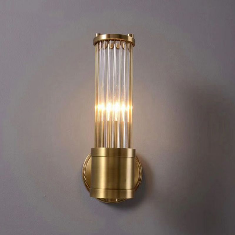 Multi-Light Cylinder Wall Light Sconce Modern Style Crystal Wall Lighting