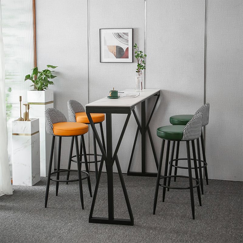 Modern Bar Dining Table Rectangle Bar Height Table with Double Pedestal in Black