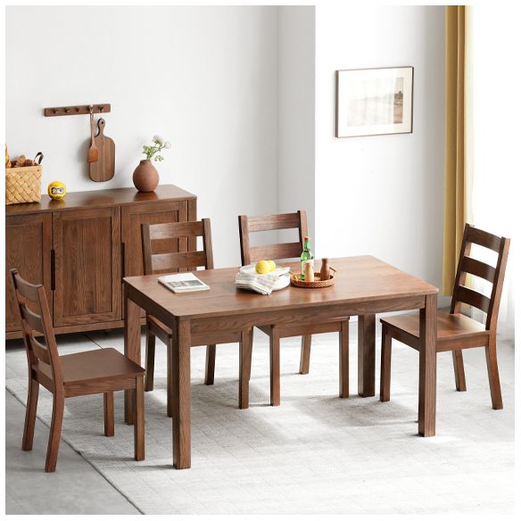 Contemporary Rectangle Dining Table Oak Solid Wood Table with 4 Legs for Kitchen Dinner Dining Room