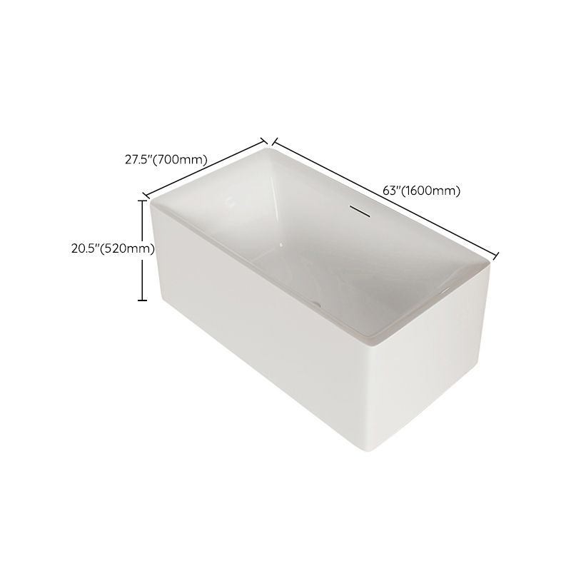 Modern Acrylic Freestanding Bathtub Soaking Tub without Faucet Holes