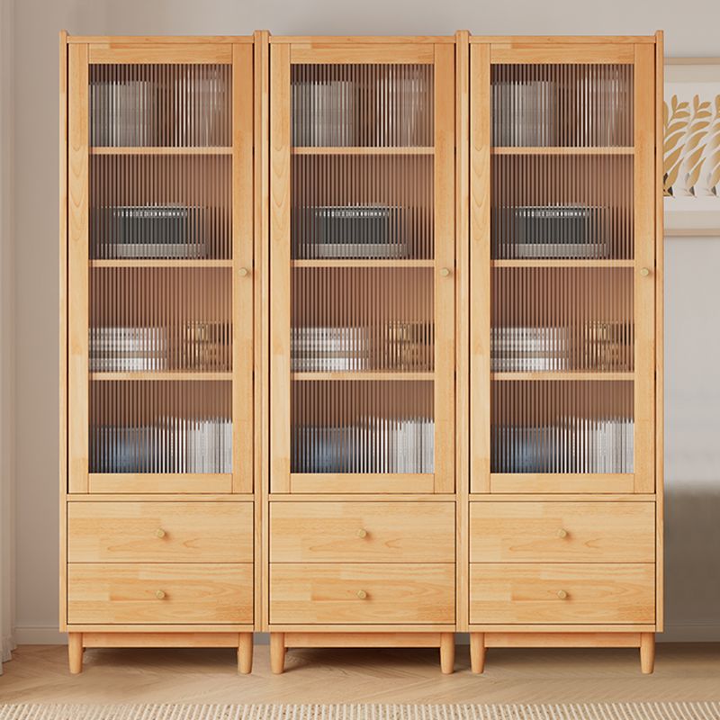 Closed Back Standard Bookshelf Solid Wood Contemporary Bookcase with Drawers