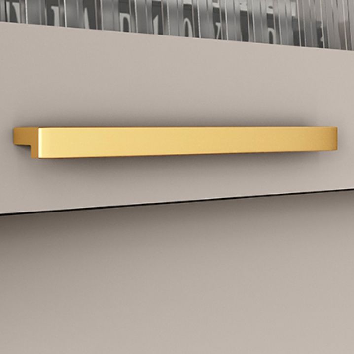 Glam Champagne MDF Buffet Living Room Cabinets Glass Doors Dining Buffet