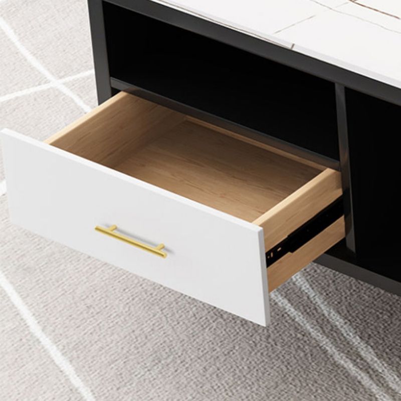 Slate Coffee or End Table with Storage Drawers Contemporary 4 Legs