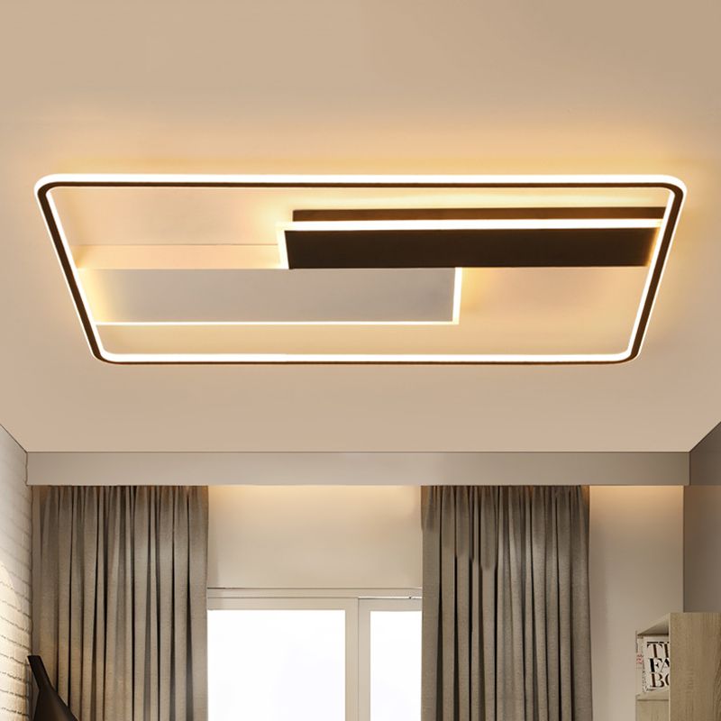 Geometric Semi Flush Mount Ceiling Light Modern Style Aluminium Semi-Flush Light en noir et blanc