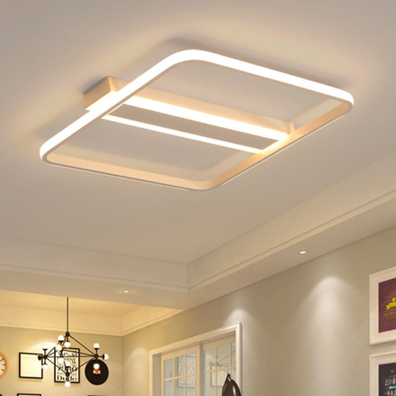 16 "/19.5" /23.5 " Wide Squared Flushmount Warm / White Light Minimalist Metal Led Flush Ceiling Light with Linear Canopy