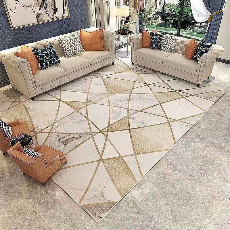 Dark Grey Simple Carpet Polyester Check Pattern Carpet Washable Carpet for Living Room