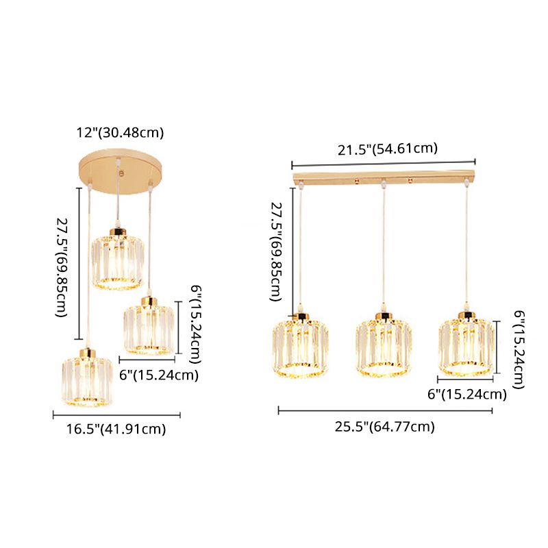 Modern Minimalist in stile Minimalista Drum Impiccing Luci a sospensione Crystal Clessing Sofril Light for Dining Room