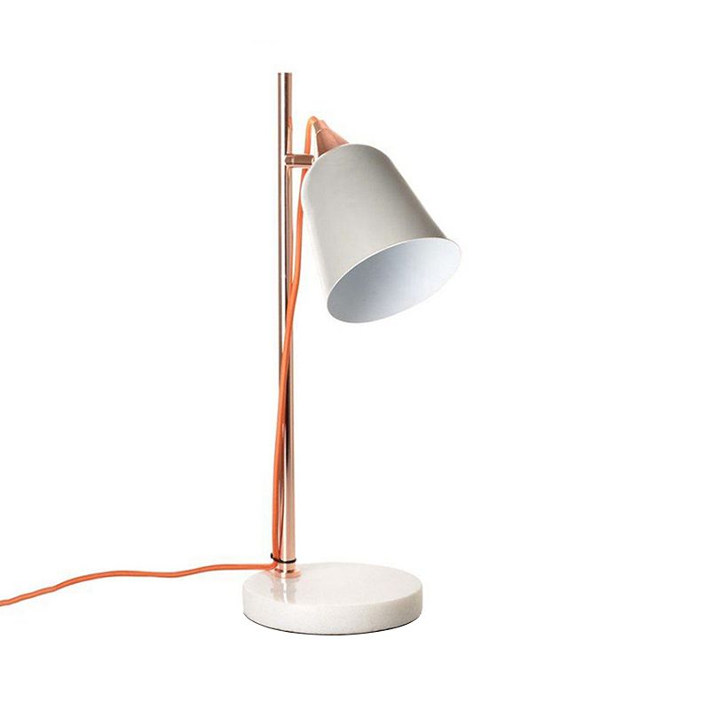 Gray/Pink Cup Shaped Desk Lighting Nordic Style 1 Bulb Metal Desk Lamp with Marble Base for Study Room