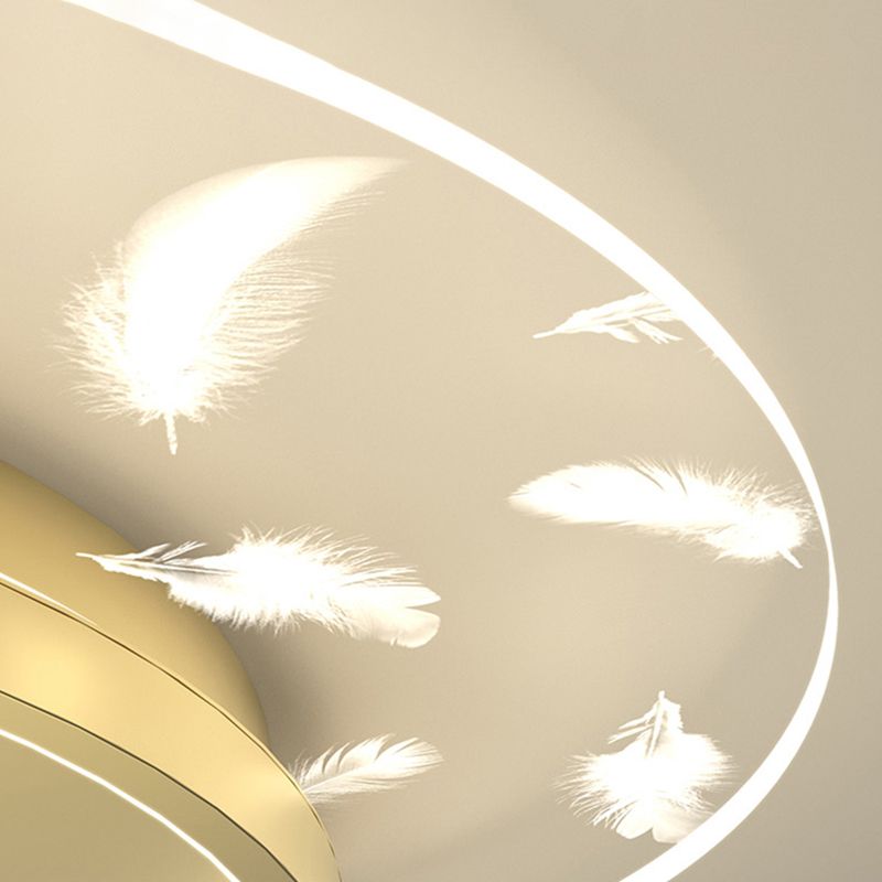 Moderno de techo LED de plumas de moda Monte semi descarga de metal con sombra acrílica