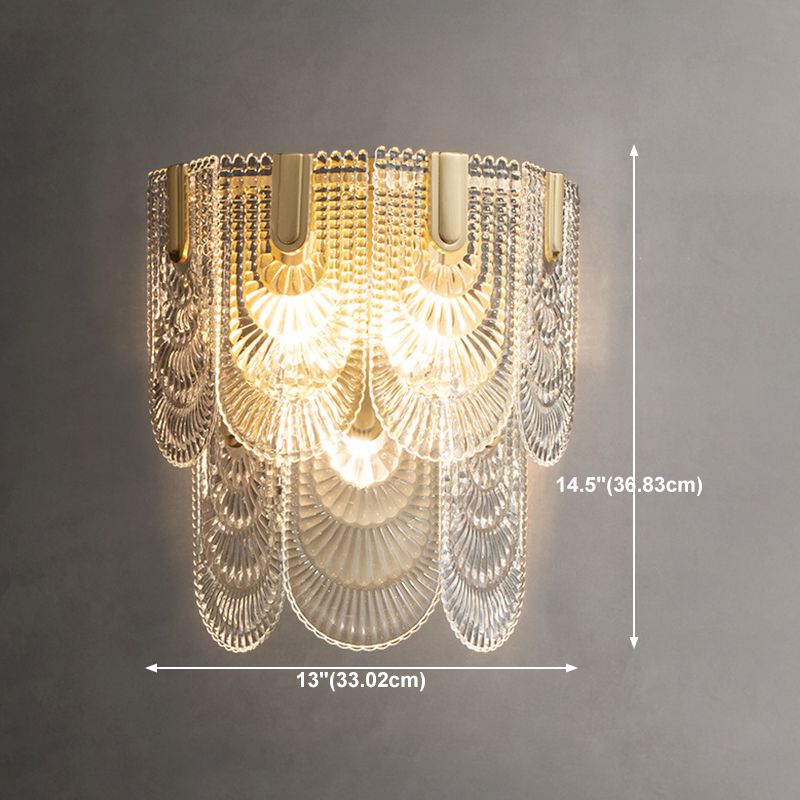 Brass Geometric Wall Light Nordic 13" Wide Wall Sconce with Glass for Living Room