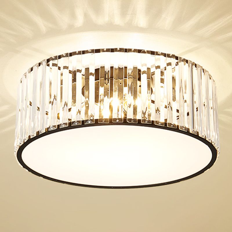 Geometry Shape Ceiling Lamp Modern Iron Flush Mount with Glass Lampshade for Bedroom