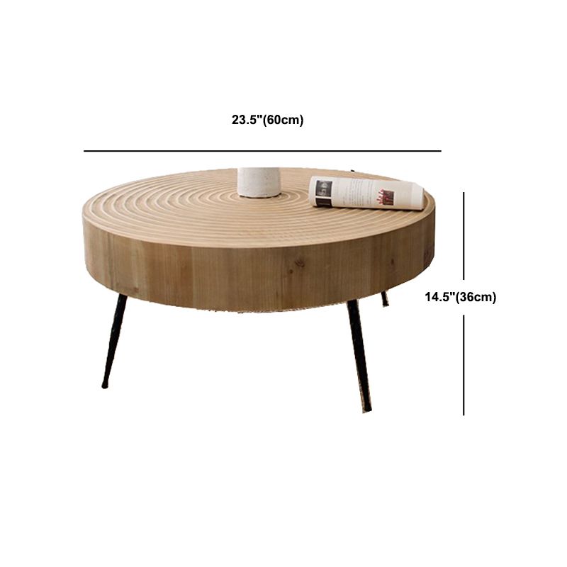 Scandinavian 3 Legs Coffee Table Round Wooden Cocktail Table for Living Room