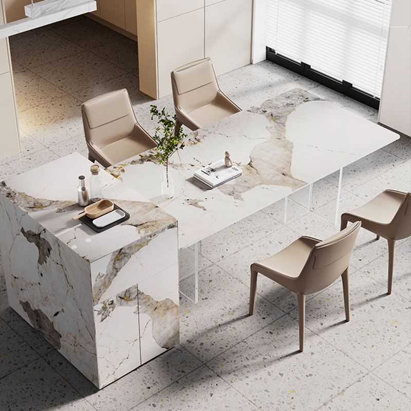 Modern Sintered Stone Dining Table Acrylic Dinner Room Kitchen Table
