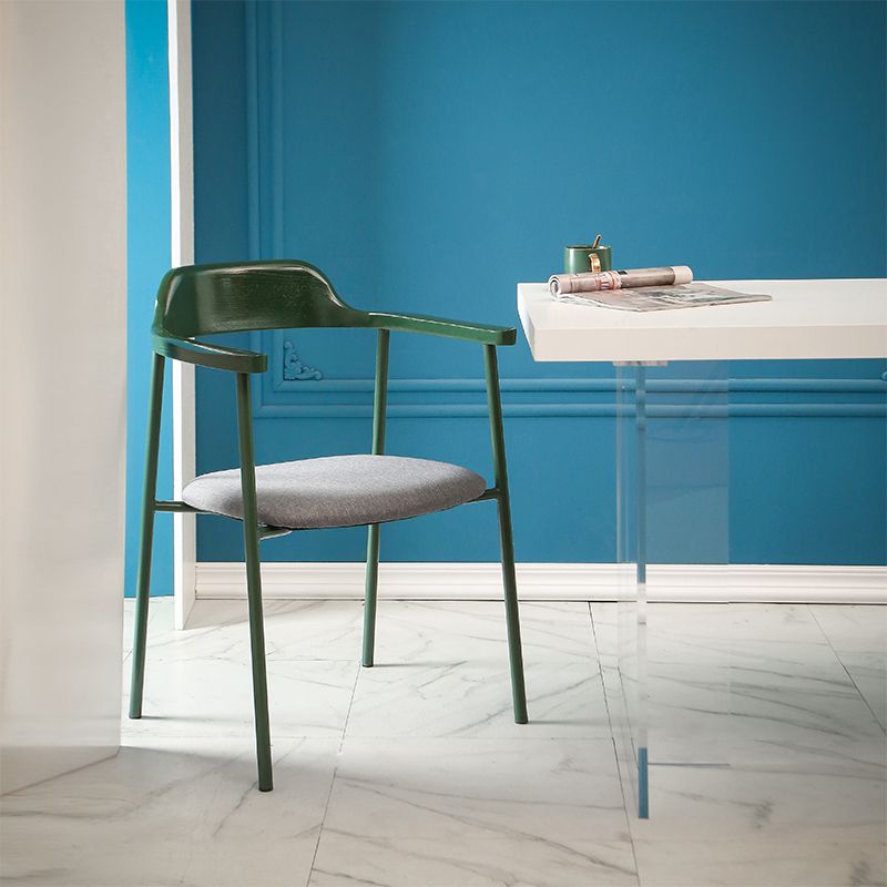 Contemporary Style Dining Chair Metal Open Back Dining Arm Chair