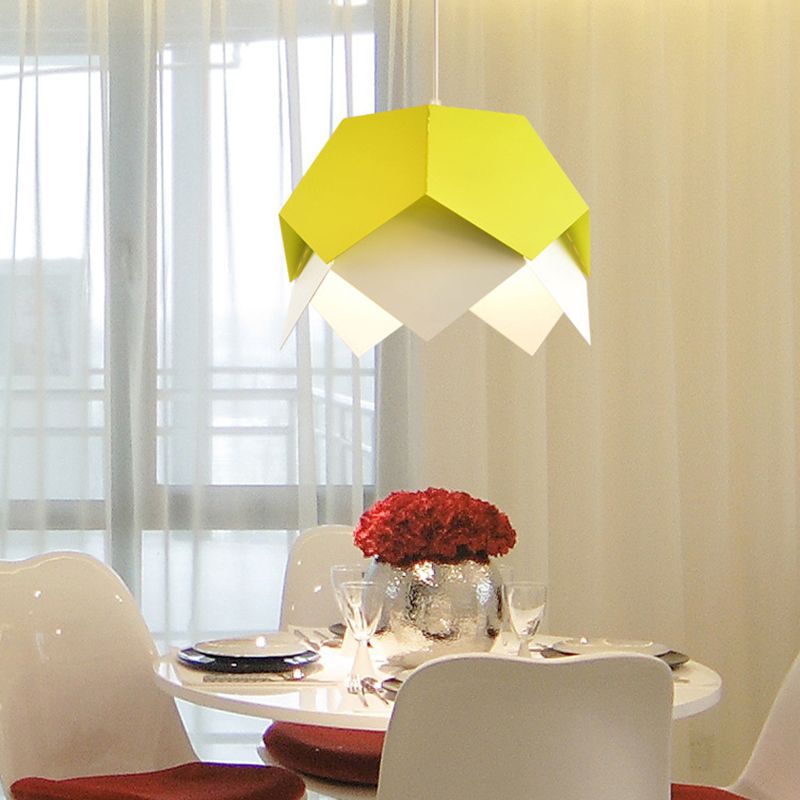 Geometric Metal Ceiling Light Contemporary 1 Light Yellow/Orange/Blue Pendant Lighting Fixture for Dining Room