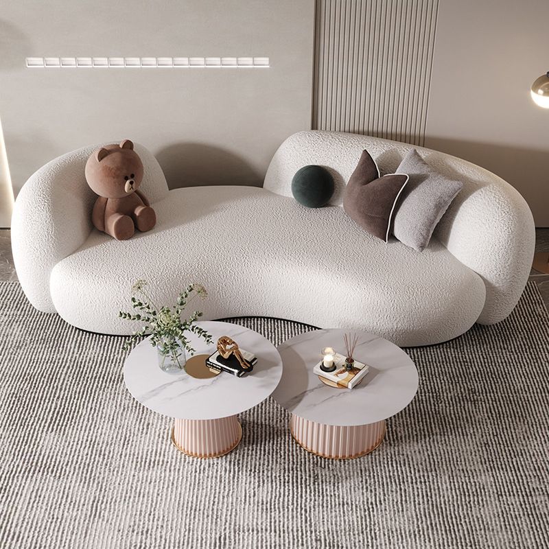 Contemporary Tight Back Sofa Tuxedo Arm Curved Sofa for Living Room