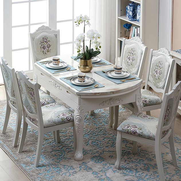 Victorian Dining Room Set Standard Height with Rectangle Top 4 Legs Base Dining Furniture