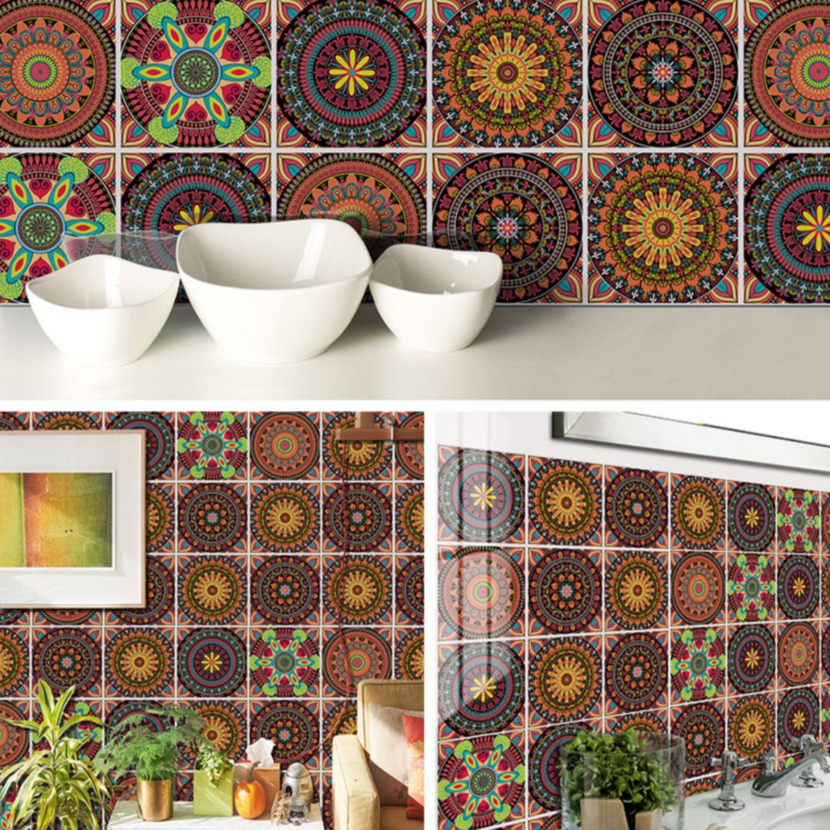 PVC Peel & Stick Mosaic Tile Square Mosaic Tile Wallpaper with Waterproof