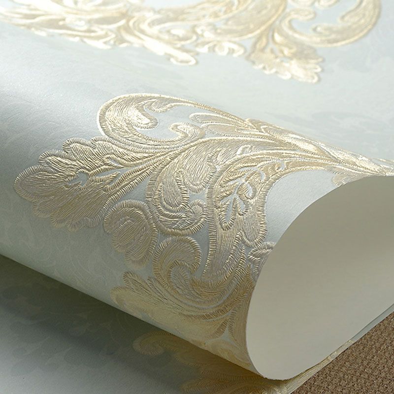 Rouleau de papier peint en tissu non tissé de couleur naturelle, décoration murale damasque, pour mur d'accent, 20,5 po x 31 pi