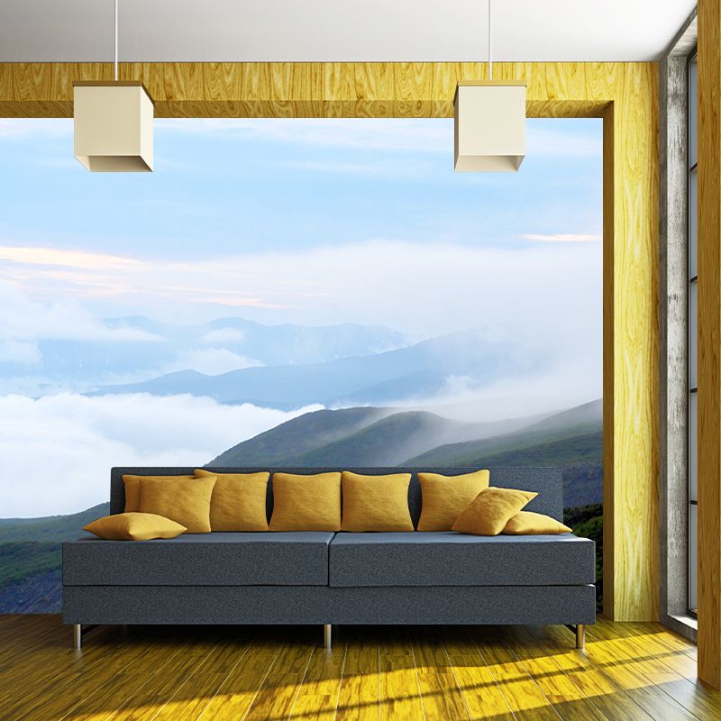 Quiet Mountain View Mural for Living Room Decoration Moisture Resistant, Custom Size Available