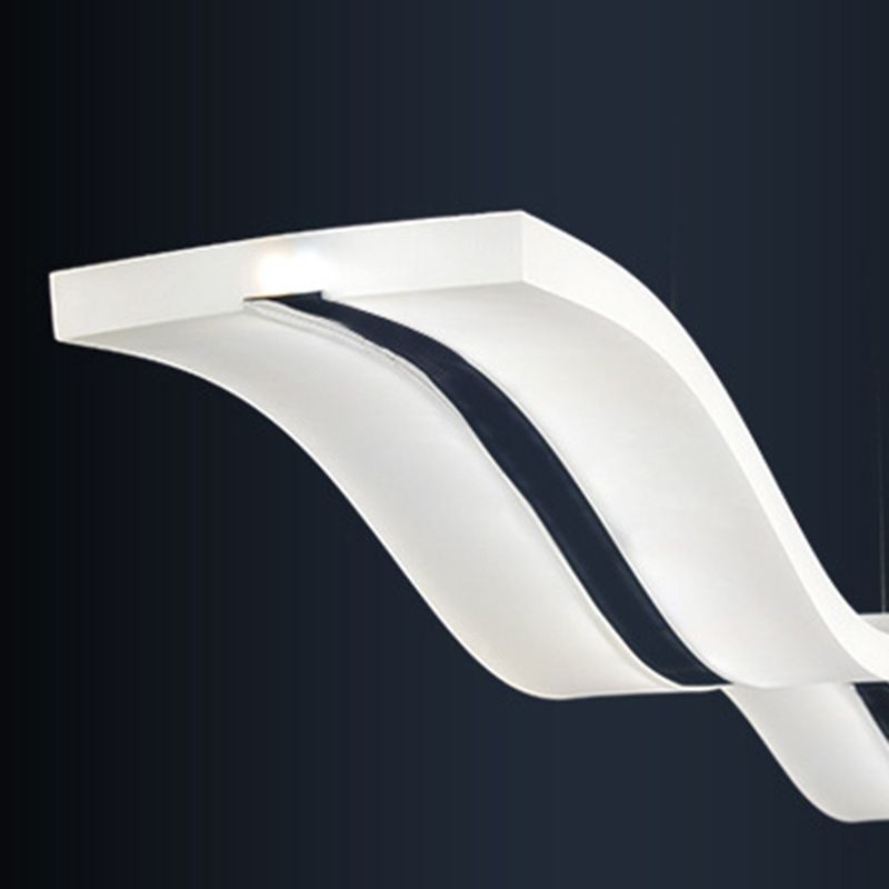 Acrylic White LED Island Light in Modern Concise Style Iron Waveform Pendant Light for Dining Room