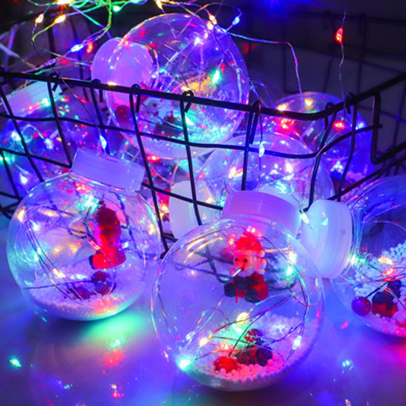 Nordic Wishing Ball String Lamp Plastic 12-Lights Indoor Curtain Lights in Clear