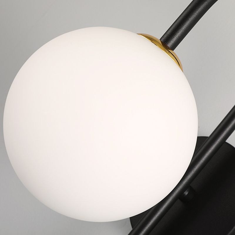 Sphere Sconce Light Modern Style Single Bulb Wall Lamp with White Glass Shade for Bedroom