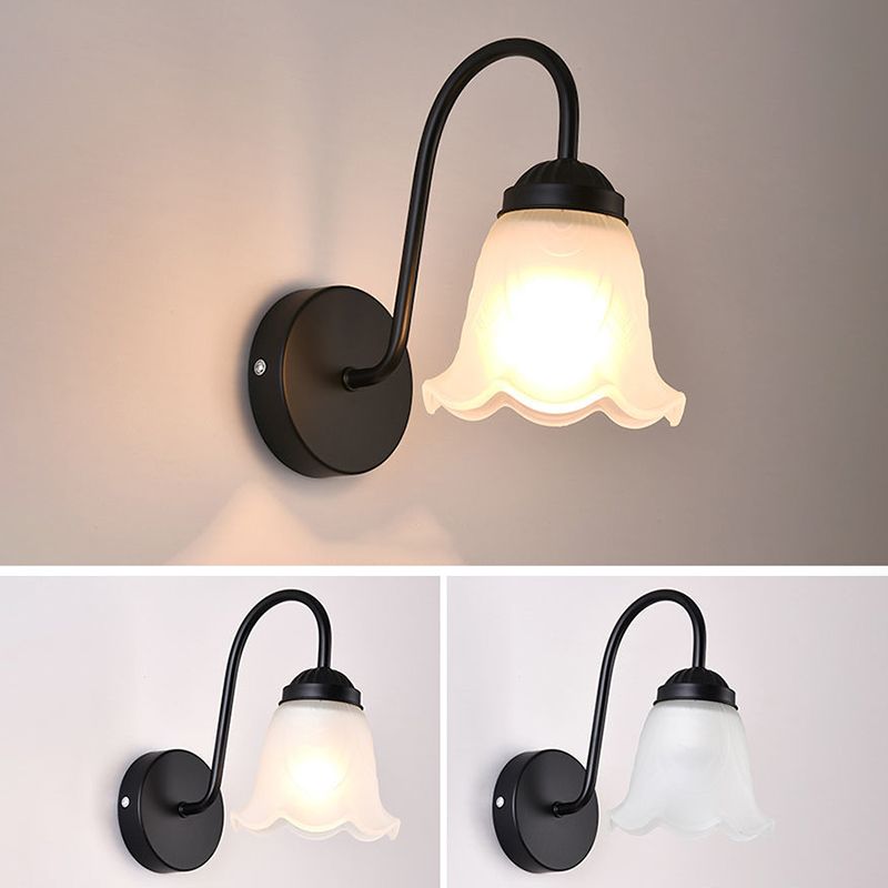 Glass Wall Lighting Fixture Bell Shaped Traditional Style Wall Mount Light Fixture