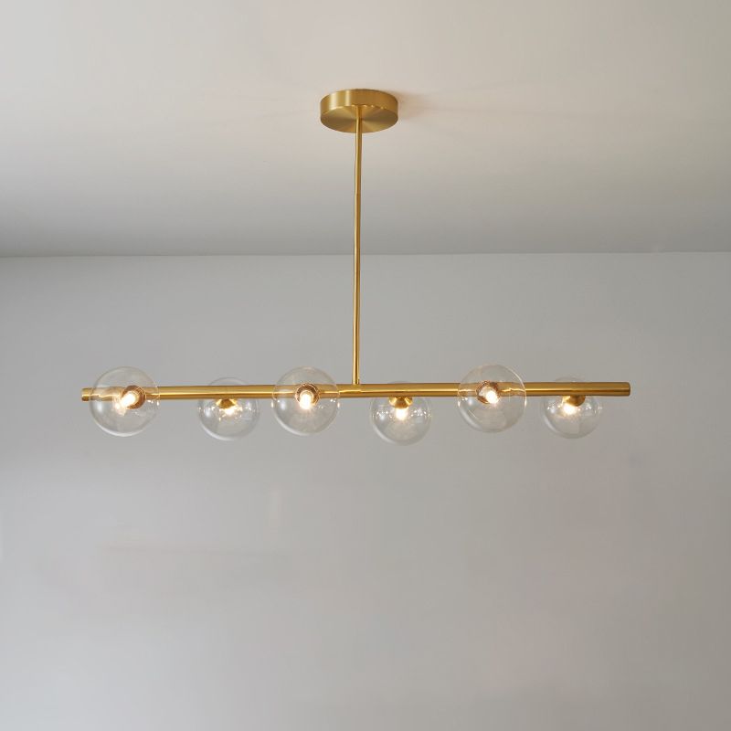 Simplicity Ball Island Light Kit Glass Dining Room Pendant Lighting Fixture in Brass