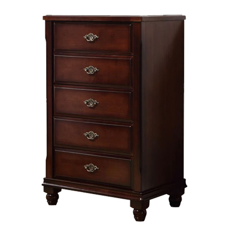 Dark Brown 3/4/5 Drawer Chest 26.57" Wide Solid Wood Accent Chest