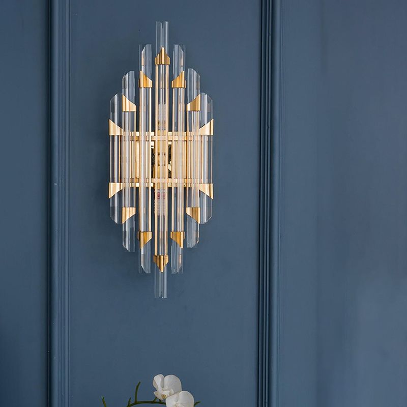 Clear Crystal 2 - Light Wall Sconce in Gold Metal Post Modern Wall Light