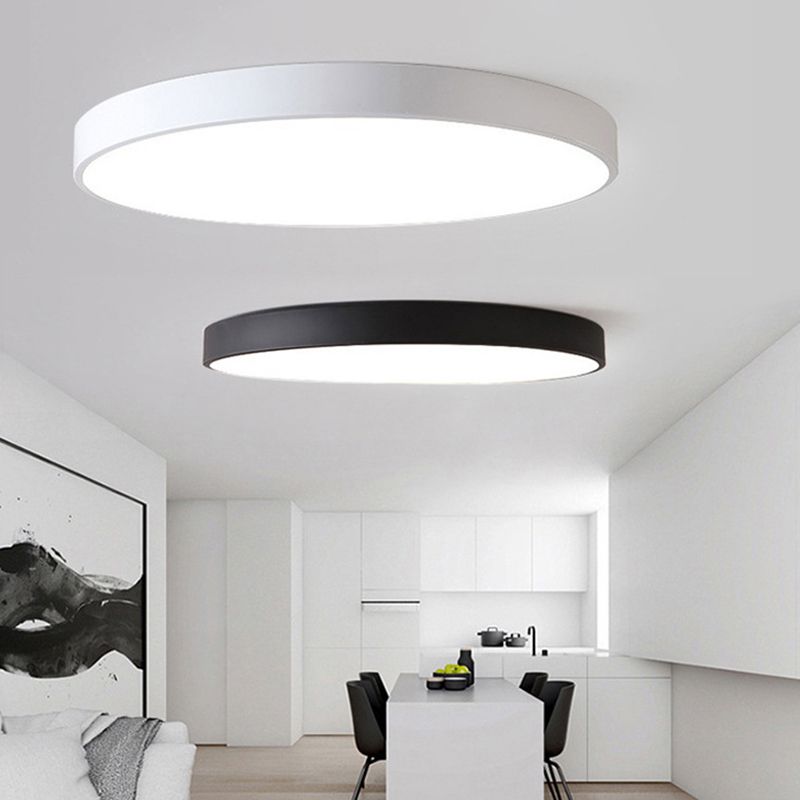Lámpara de techo LED de forma redonda, acrílico moderno, 1 luz, montaje empotrado para sala de estar