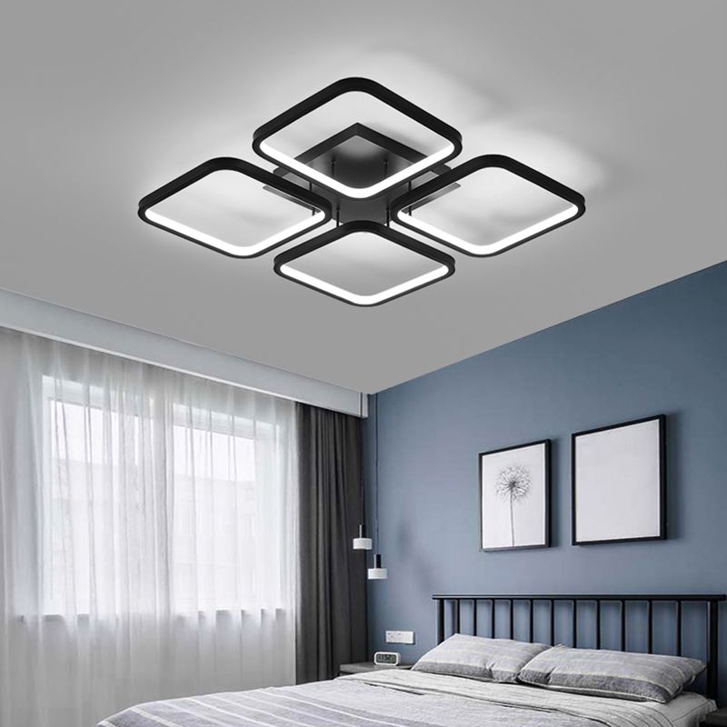 Zwart vierkant semi -spoel licht eenvoud led aluminium plafond spoelmontage licht voor slaapkamer