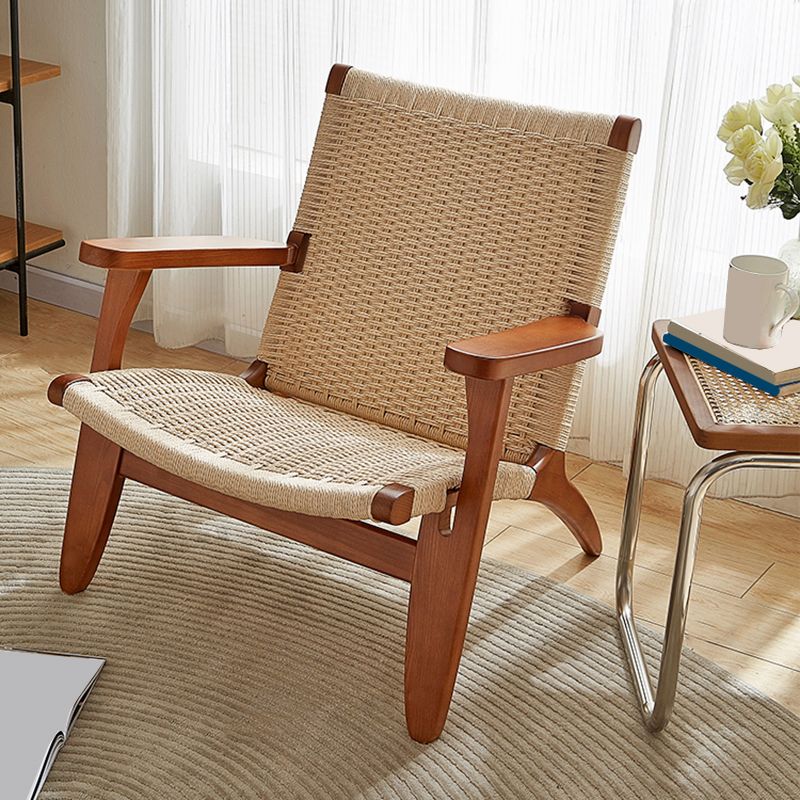 Scandinavian Wood Accent Armchair Solid Wood Frame Accent Armchair