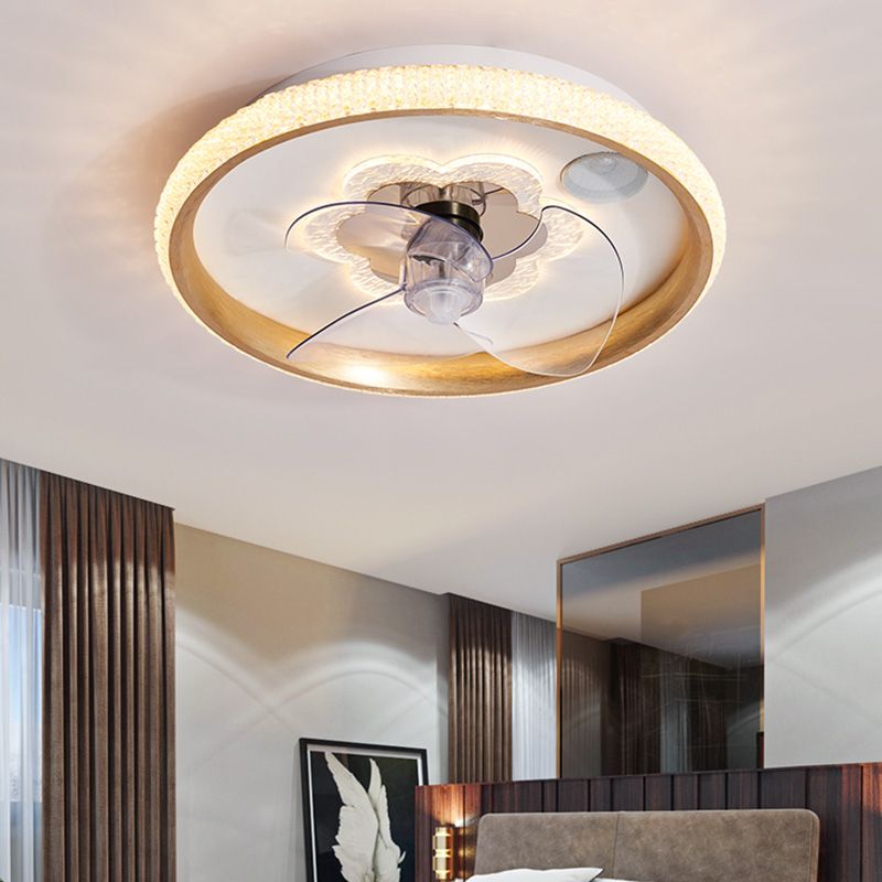 Smart Bluetooth Music Runde Lüfterlampe Minimalistische Acrylschlafzimmer halb Flush Licht in Weiß
