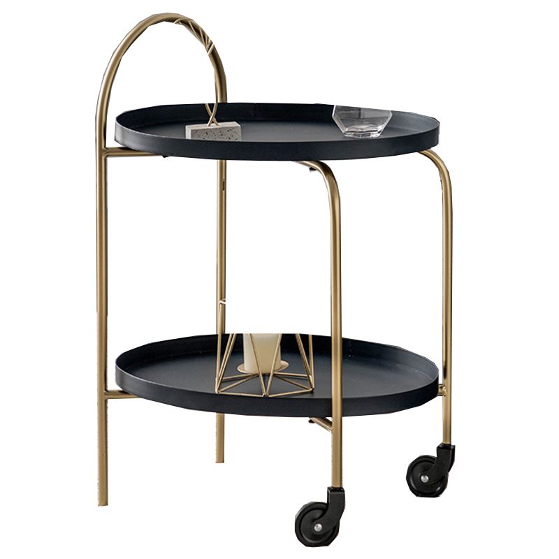 Metal Oval End Table Mid-Century Tray Top Corner Table for Living Room