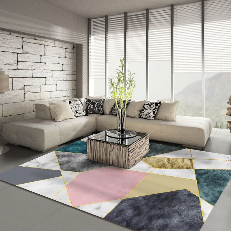 Modern Geometric Pattern Carpet Polyester Area Rug Stain Resistant Indoor Carpet for Home Decoration