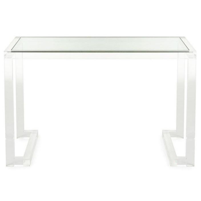 Acryl eigentijdse rechthoekige eettafel heldere glazen tafel voor eetkamer