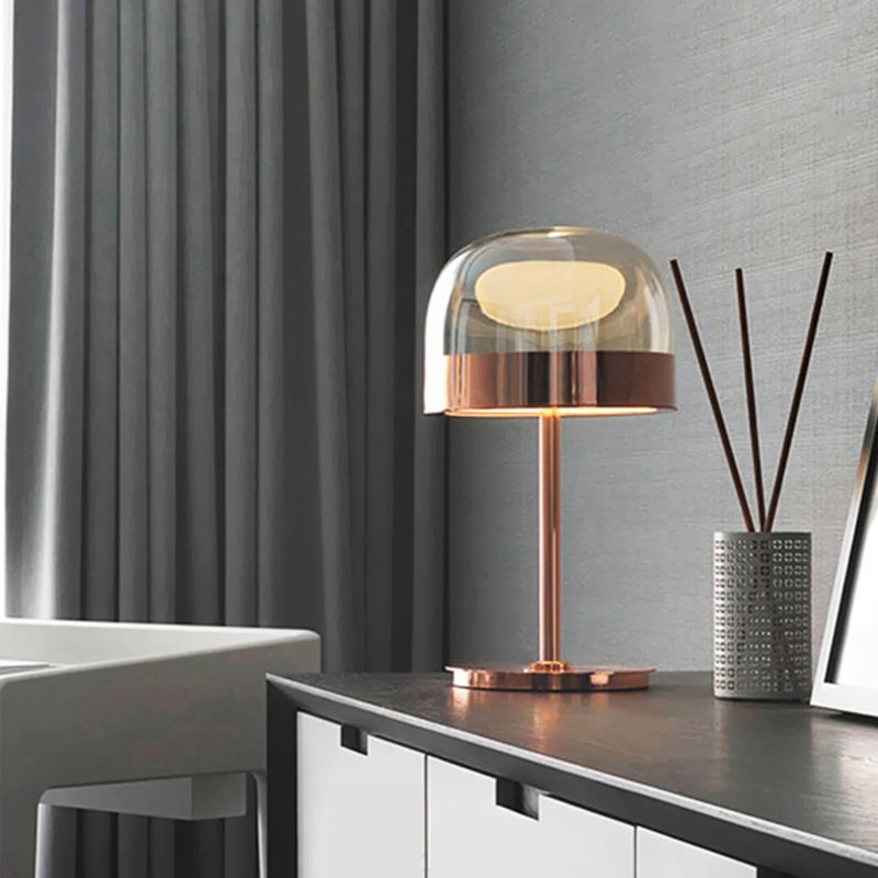 Lampada da tavolo in vetro stile moderno Forma geometrica Lampada da scrivania a 1 luce per camera da letto
