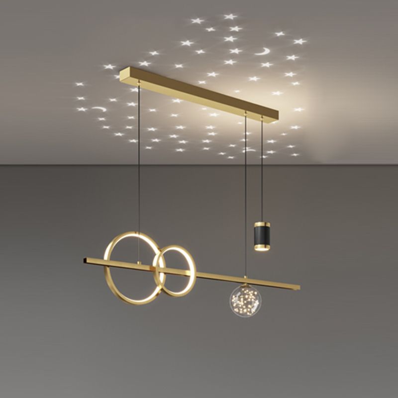 Modern Romantic Starry Island Lamp Clear Glass Dining Room LED Suspension Light