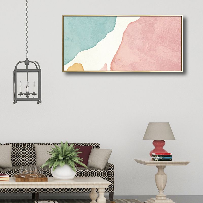 Irregular Abstract Pattern Painting in Pink Contemporary Style Canvas for Kitchen
