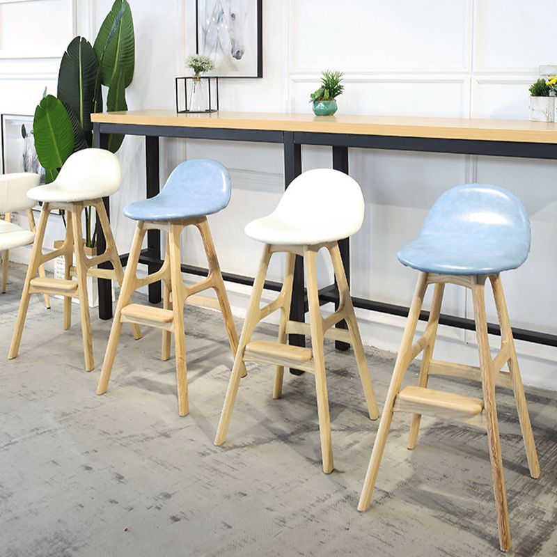 Low Back Upholstered Bar Stool Indoor Scandinavian Solid Wood Frame Bar Stool