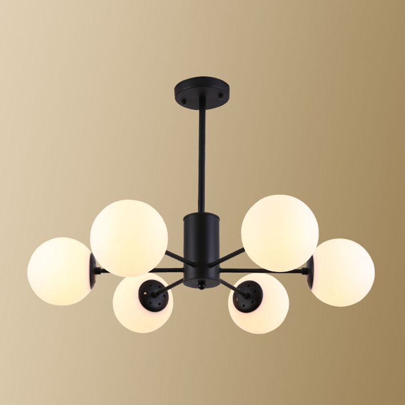 Glass Round Chandelier Pendant Light Minimalist-Style Cream Hanging Ceiling Light