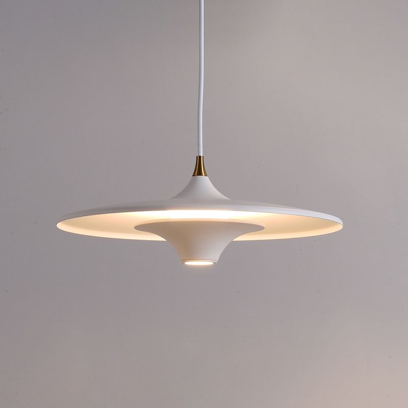 Flying Saucer Bedside Suspension Light Metallic 1 Bulb Minimalist LED Pendant Lamp