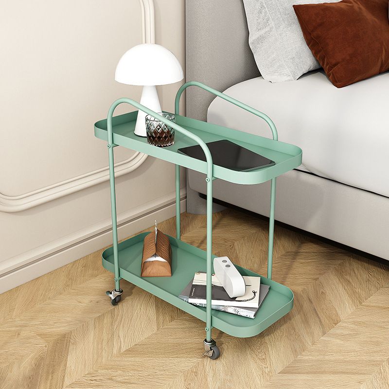 25.2" Tall Metal Side Table Shelf Included End Table with Casters